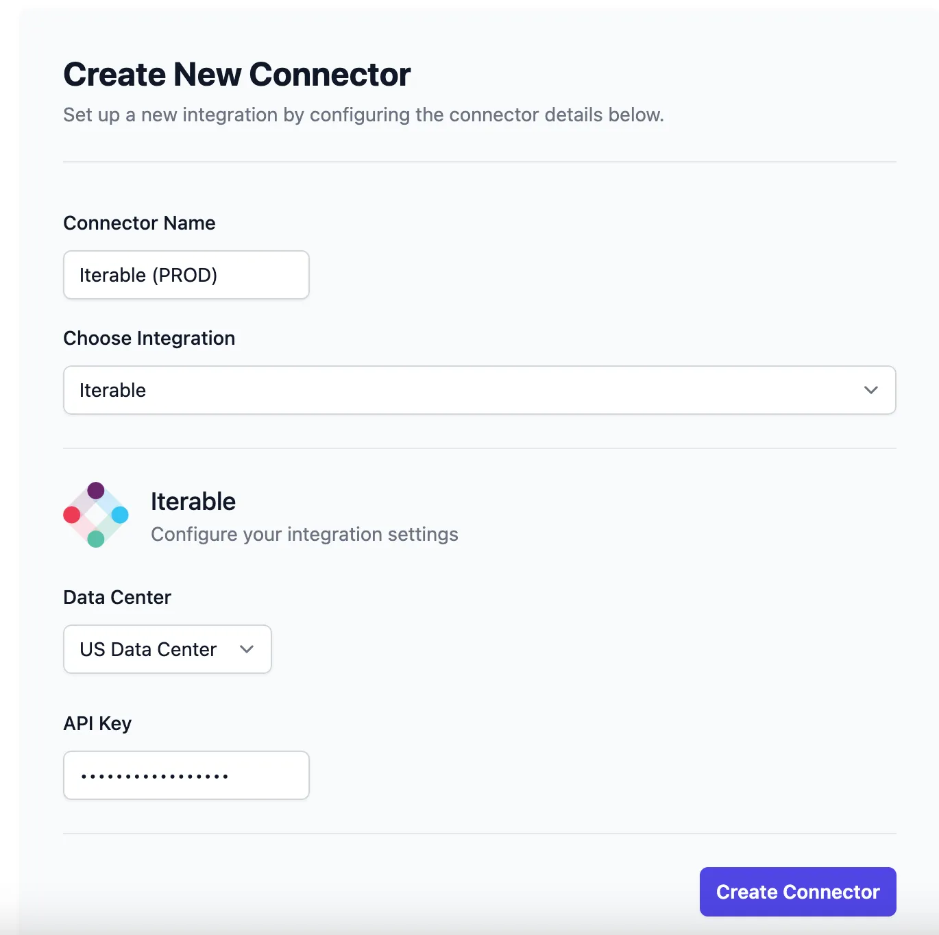 Iterable connector creation
